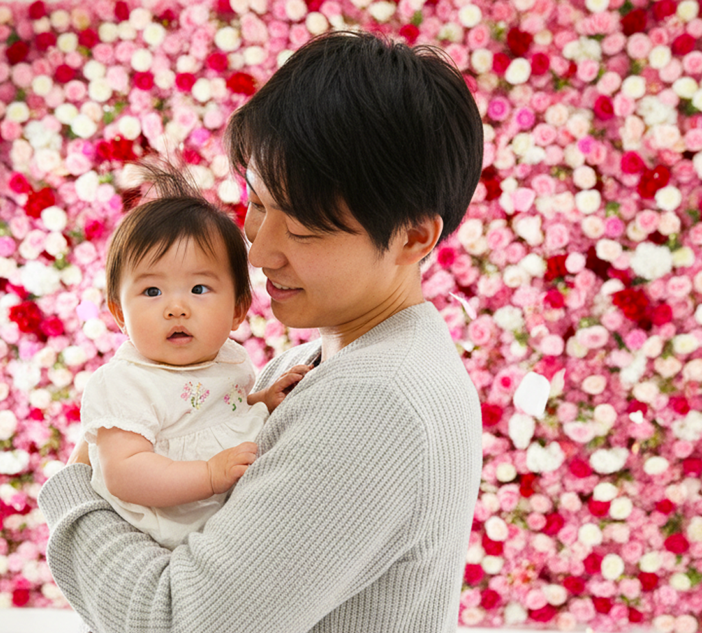 フラワーウォール 家族写真 赤ちゃん 大阪